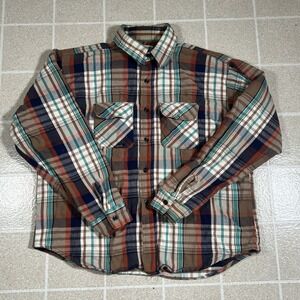 Vintage 70s Big Mike Men's XL Thick Cotton Plaid Flannel Button Down Shirt USA